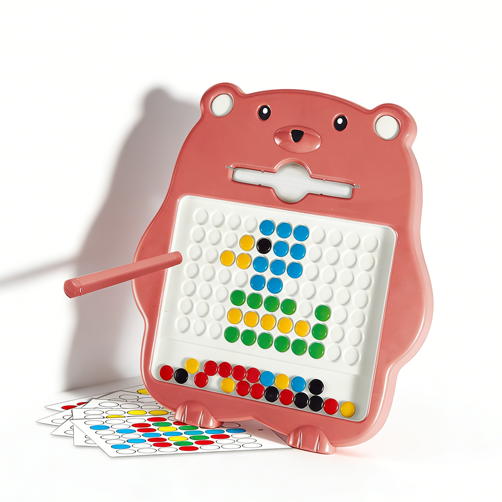 Montessori Plastic Magnetic Drawing Board &amp; Beads Pen Educational Toy for Toddlers Fine Motor Skills Training
