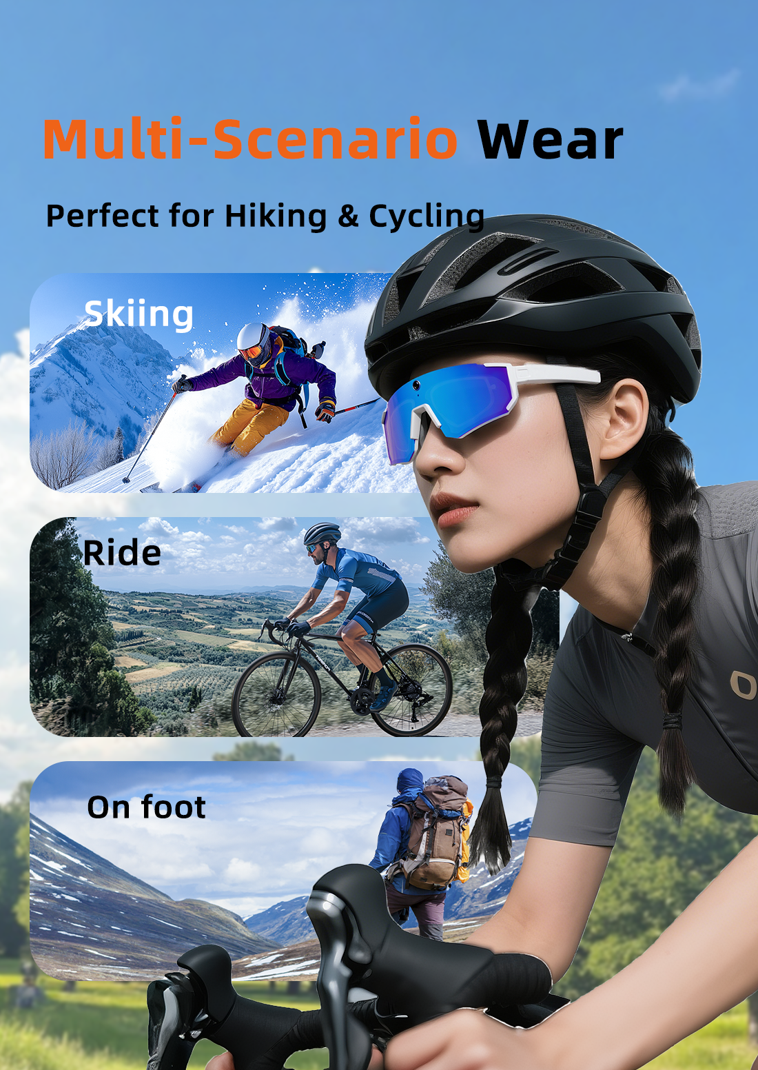 Myopia Friendly Detachable Inner Frame Smart Glasses 8MP HD Camera Call for Daily Office Commute Driving Outdoor Sport