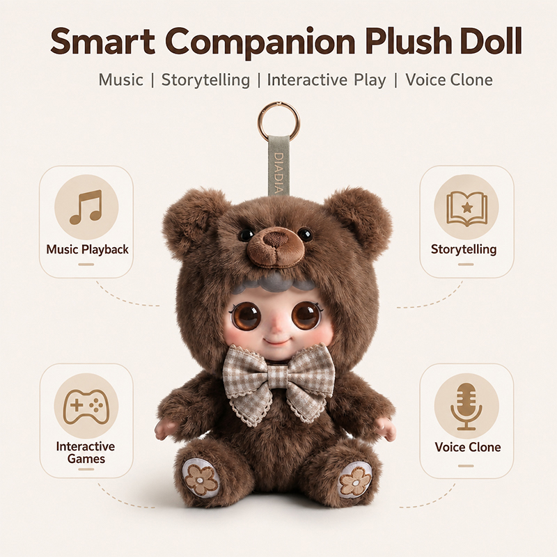 Factory Custom AI Companion Smart Stuffed Animal Bag Charm Plush Cute Plushie Kawaii Keychain Accessoires
