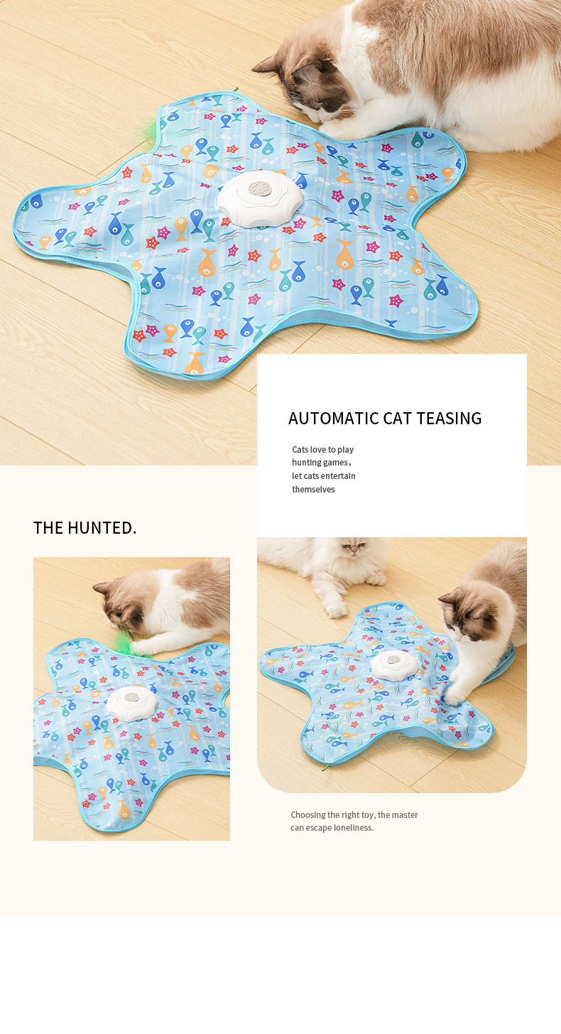Cat Toy Electric Automatic Rotating Feather Teaser Mat Interactive Kitten Play Pet Toys Supplies Accessories Products Indoor