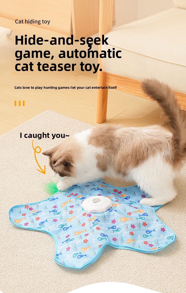 Cat Toy Electric Automatic Rotating Feather Teaser Mat Interactive Kitten Play Pet Toys Supplies Accessories Products Indoor