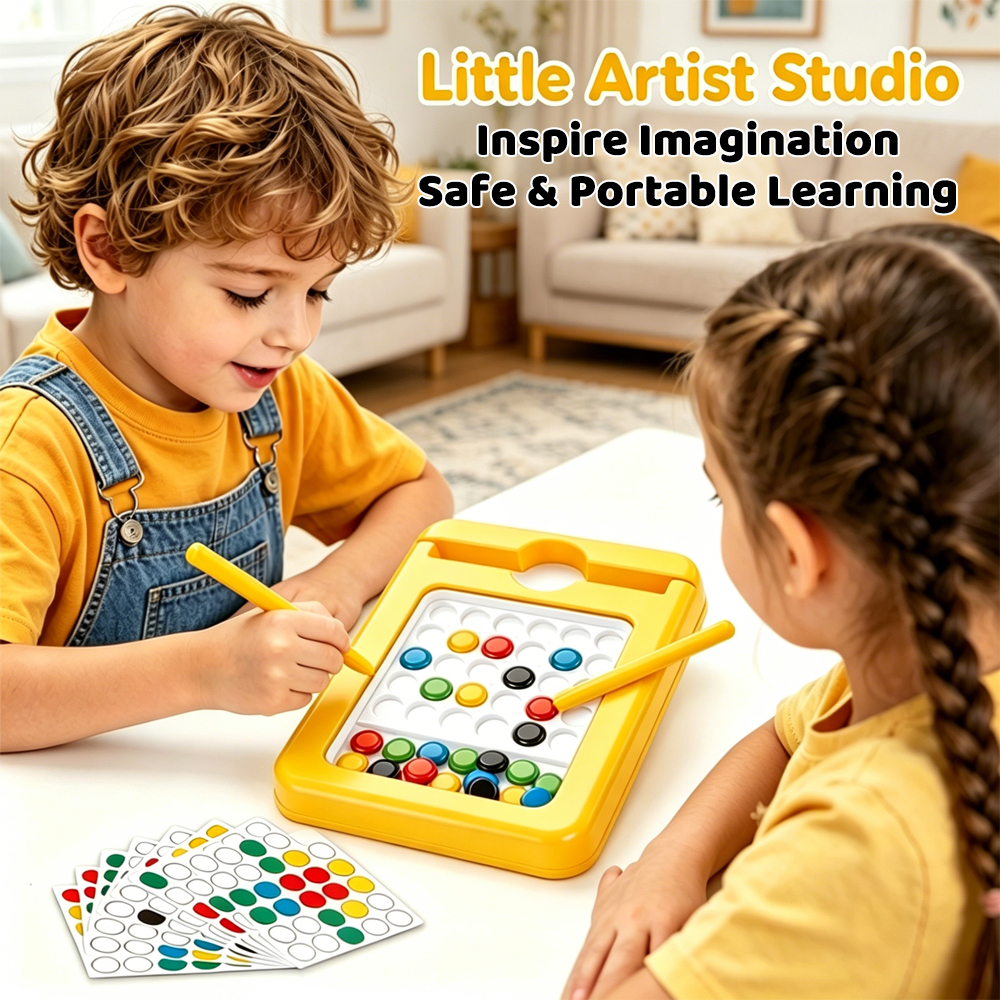 Montessori Plastic Magnetic Drawing Board &amp; Beads Pen Educational Toy for Toddlers Fine Motor Skills Training