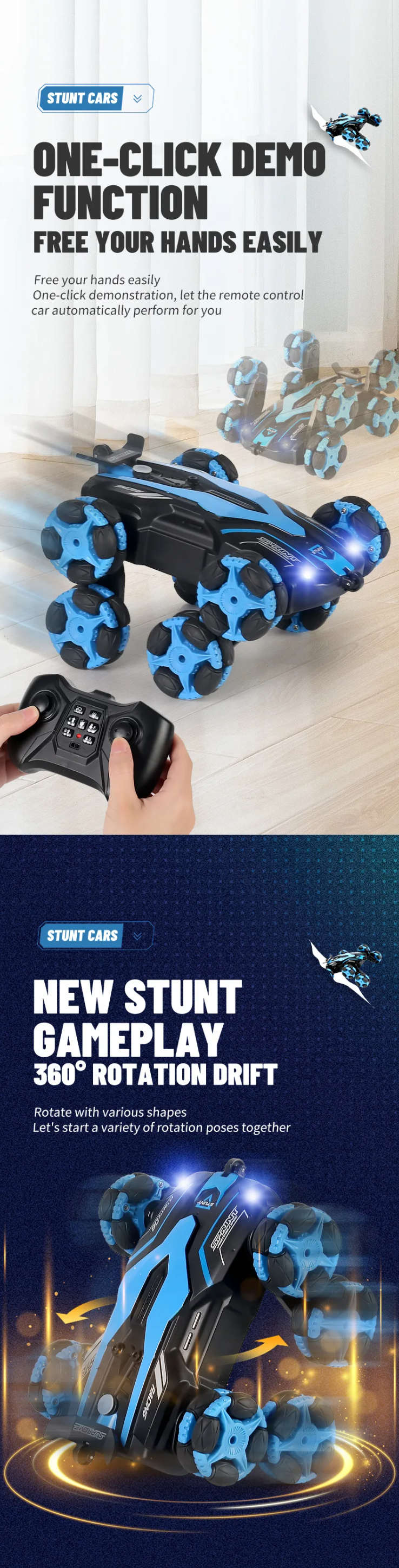 Hot HOSHI 878A RC Car 8-wheels Climbing Stunt Car Drift Spray Intelligence Training Remote Control Toys With Sound Effect Toys