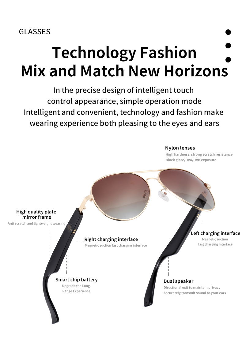 Factory Price AI Smart for Bluetooth Glasses Intelligent Video Camera and Translate Recording Function Wearable Headset