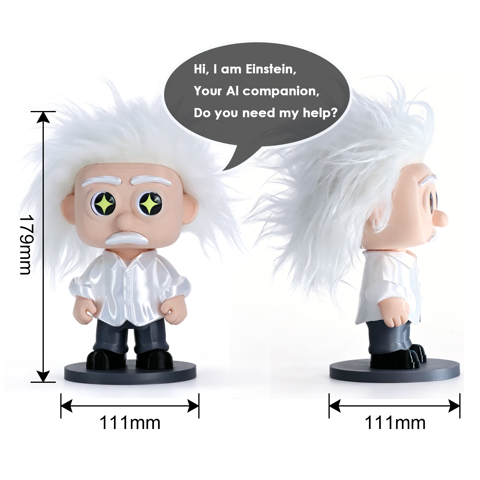 Smart Eco-Friendly Cartoon Companion Robot with AI Chatbot &amp; Multi-Language Talking-Educational AI Science Einstein Figurine