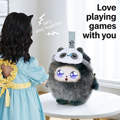 Jopark Grey Cute LED Eye Screen AI Doll Lovely purple Plush Toy Cotton Unisex All Ages Crossbody Bag Backpack ODM Wholesale