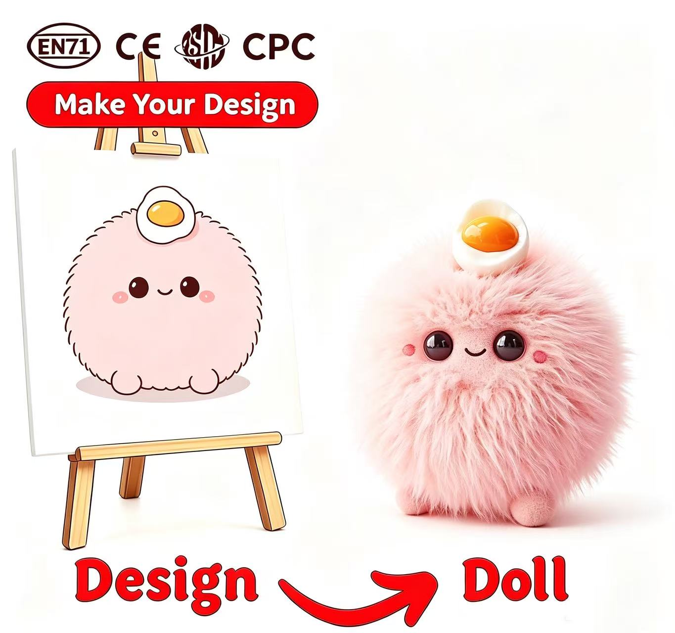 Custom Design AI Electronic Plush Toy OEM ODM CPC EN71 Certified Logo Wholesale Birthday Mini Blue Curly Hair Sound Light USB
