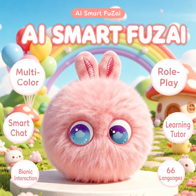 Wholesale Funny Educational AI Smart Fluffy Pom Pom Plush Ball Talking Interactive Keychain Toy Polyester Filled PP Cotton 10cm