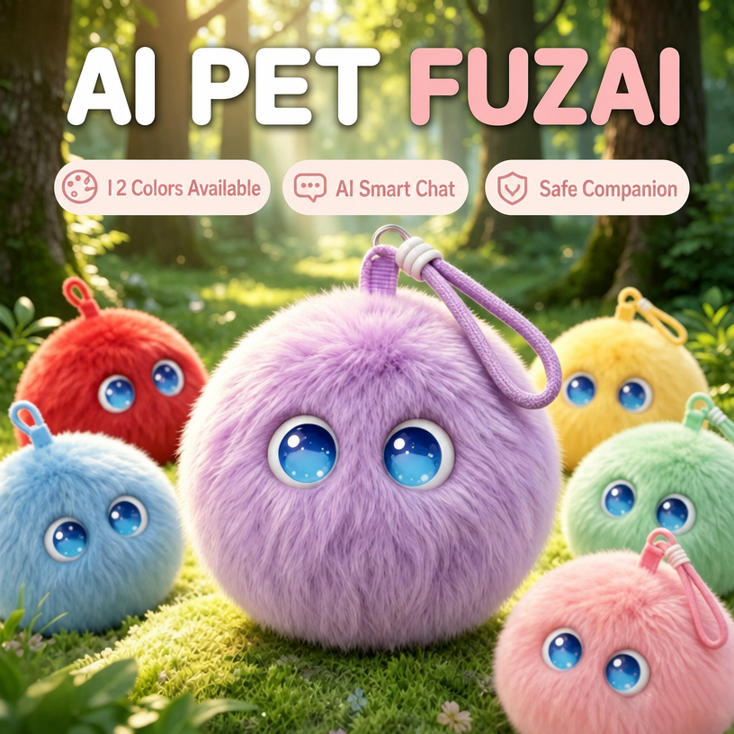 Wholesale Funny Educational AI Smart Fluffy Pom Pom Plush Ball Talking Interactive Keychain Toy Polyester Filled PP Cotton 10cm