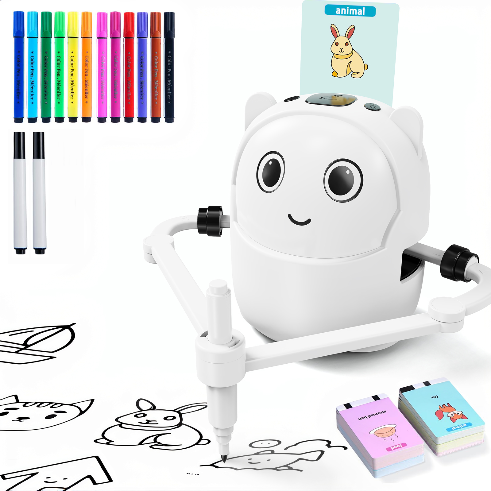 Kids Smart Drawing Robot Toy Montessori Educational Painting Learning Toy Cards Induction Recognition Auto Drawing Machine Set