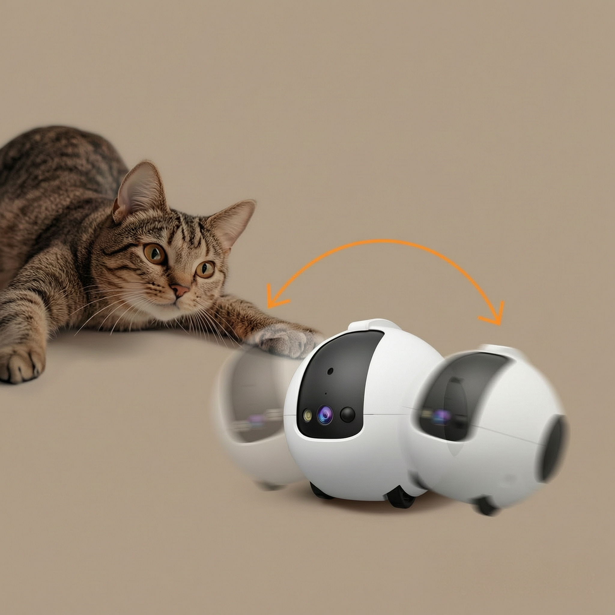 AI Pet Robot Camera Cat Toy 4MP HD Interactive App Control Plastic Tease Auto Return Charging 10000mAh Two-Way Audio