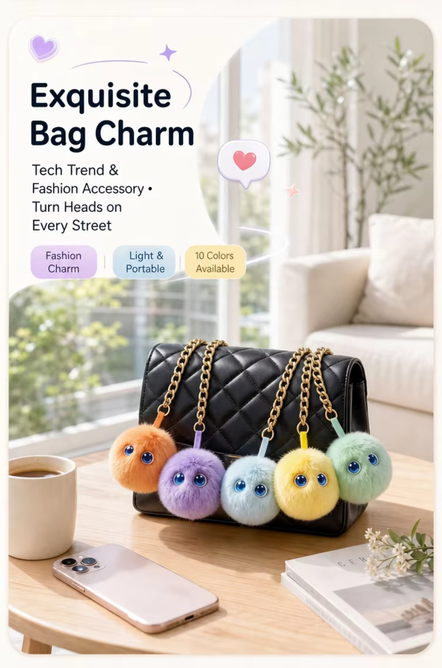 Wholesale Funny Educational AI Smart Fluffy Pom Pom Plush Ball Talking Interactive Keychain Toy Polyester Filled PP Cotton 10cm
