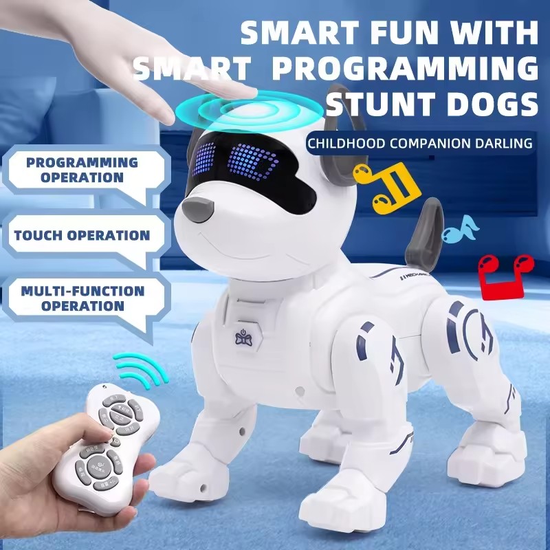Hot Selling Multi-Function LED Eyes Remote Control Robot Dog Intelligent Technology RC Cars Features Dancing Singing Pet Toy