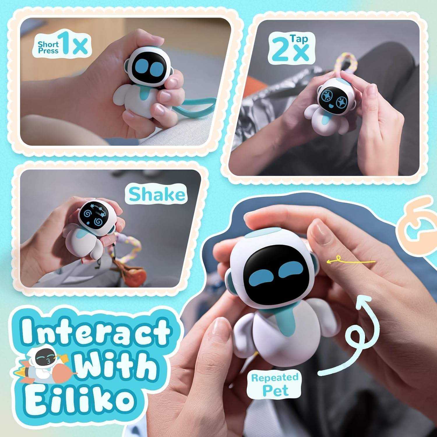 Stock Eiliko Educational Intelligent AI Robot Palm Pet Companion Voice Control Expression Interactive Bag Pendant Mini Robot
