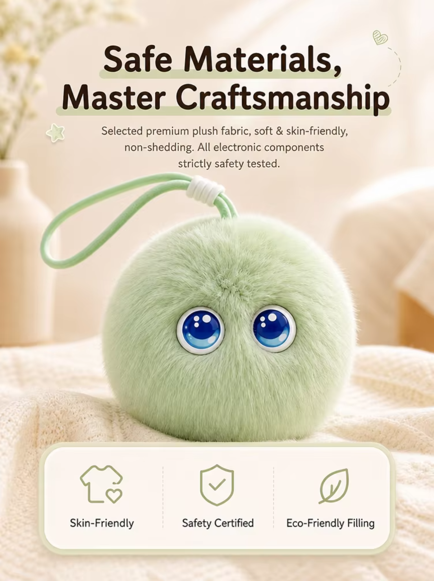 Wholesale Funny Educational AI Smart Fluffy Pom Pom Plush Ball Talking Interactive Keychain Toy Polyester Filled PP Cotton 10cm
