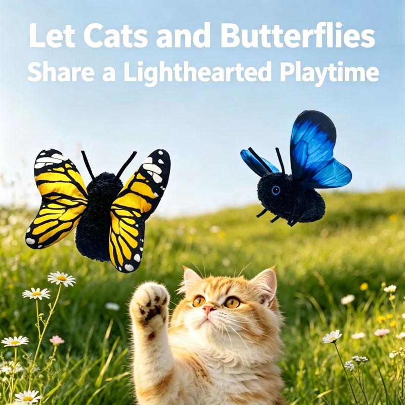 Wholesale Banbipet Bionic Butterfly Interactive Flapping Smart Cat Toy Automatic Rolling Bouncing Kitten Toy Adjustable Rope