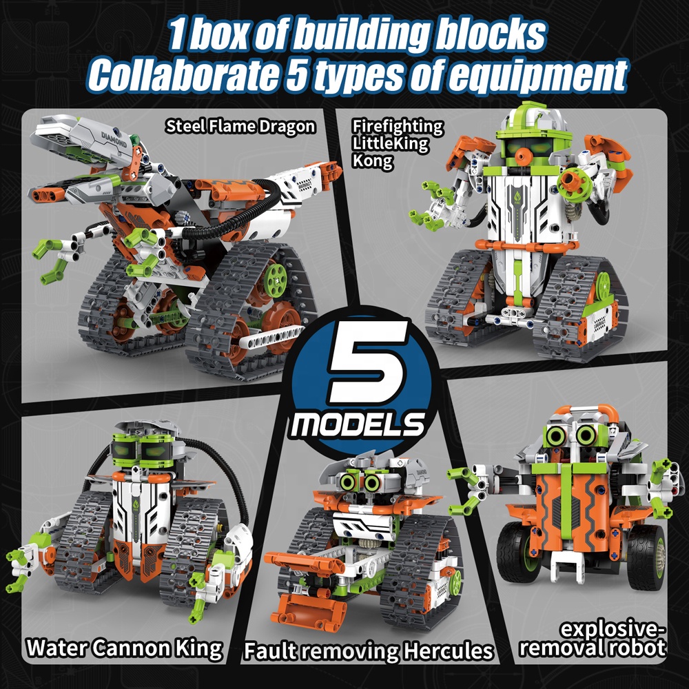 5 in 1 APP Programming Robot Building Blocks Model Toy 2.4G Dual Remote Controlled Electric Robotics Construction Building Toys