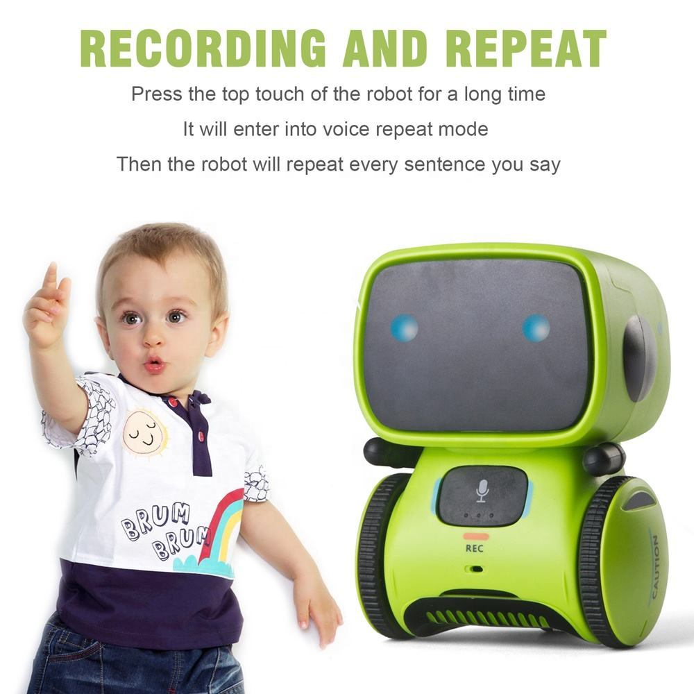 Voice Control Touch Sensor Robot 360 Spin Record Repeat Singing Dancing LED Eyes Plastic Educational Toy Gift Kids