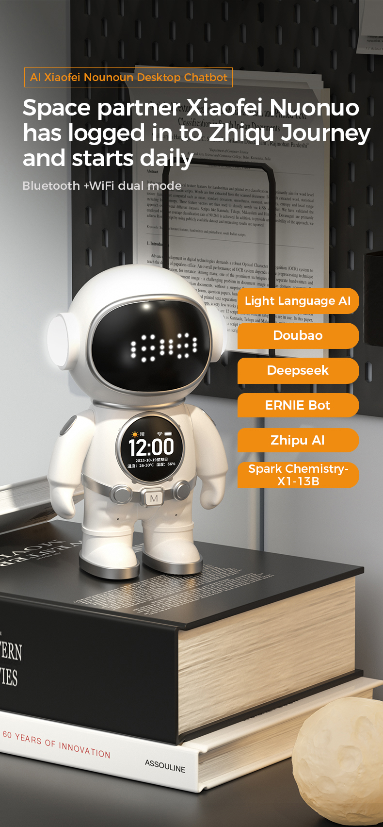 AI Desktop Emo Smart Robot WiFi Voice Control, Emotional Companion Kids Adults, Multilingual AI Desk Buddy Gift Home Office