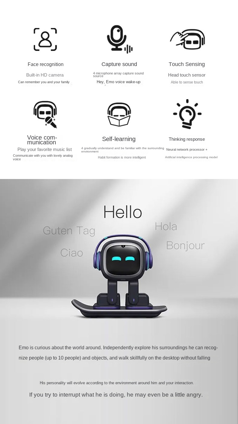 Special Gift EMO Smart Desk AI Robot Pet with ChatGPT &amp; Wide-angle Camera Voice Control Dance Robot Interactive Party Partner