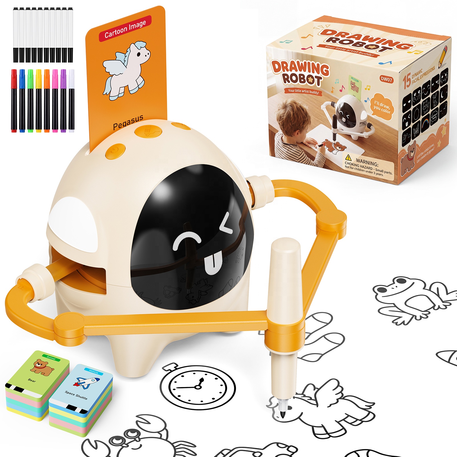 Smart Kids Drawing Robot Artist 200 Cards Music Interactive Educational Art Toy for 3+ Year Olds STEM Birthday Gift