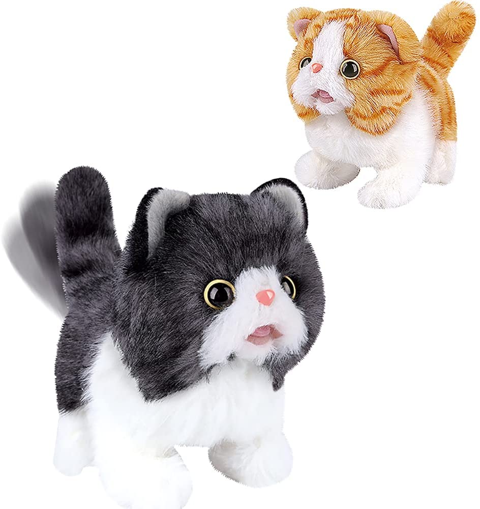 Interactive Electronic Plush Toy Animated Sound Control Electronic Pet Robot Cat Kitten Toys Gifts for Boys Girls Kids Birthday