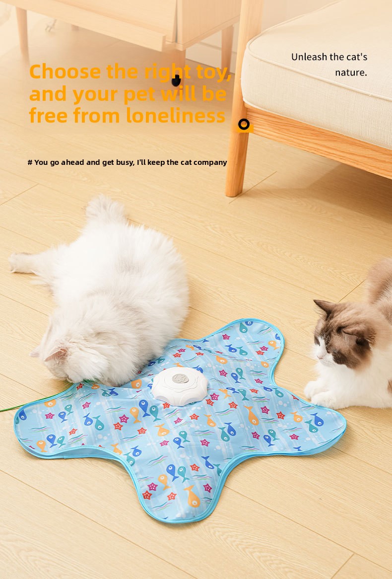 Cat Toy Electric Automatic Rotating Feather Teaser Mat Interactive Kitten Play Pet Toys Supplies Accessories Products Indoor