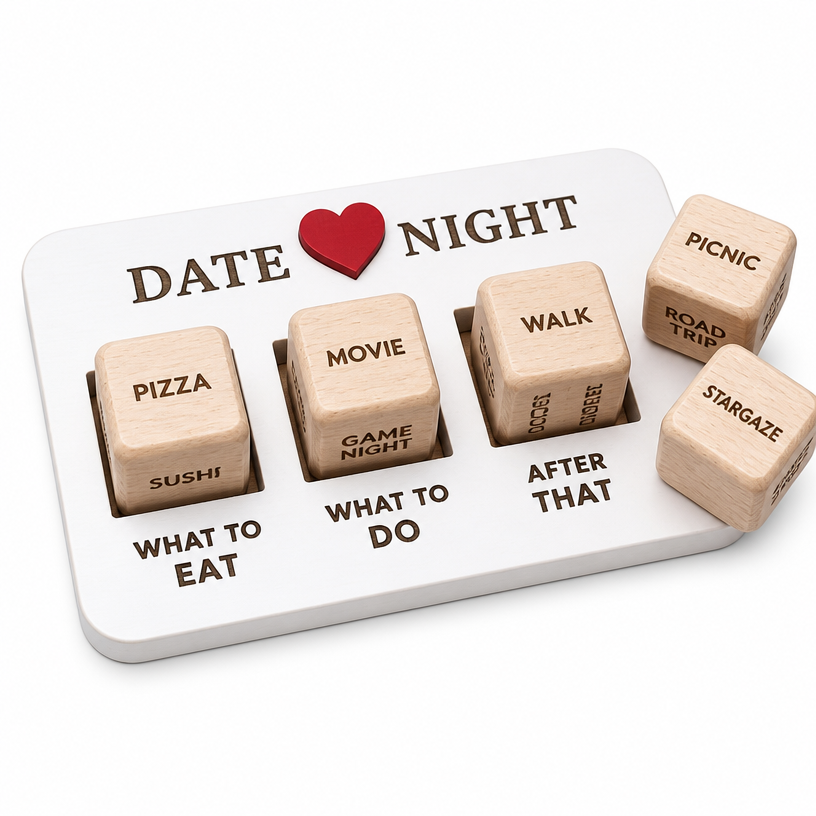 Custom Wooden Date Night Decision Dice Set Engraved For Couples Game OEM Manufacturer Wholesale Supplier For Gift Brands