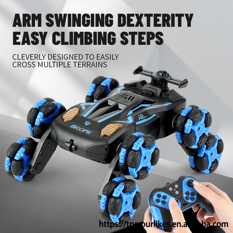 EPT 8-Wheel Dual Remote Control Stunt Drift Robot Dog Car Expert Level Gravity Sensing Racer with Lights Spray Music