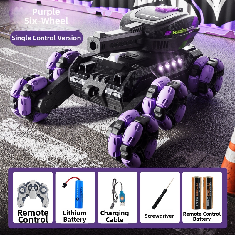 4DRC 8-Wheel 12-Channel Remote Control Tank Car Stunt Gesture Sensing Off-Road Vehicle with Charger &amp; USB Cable for Boys