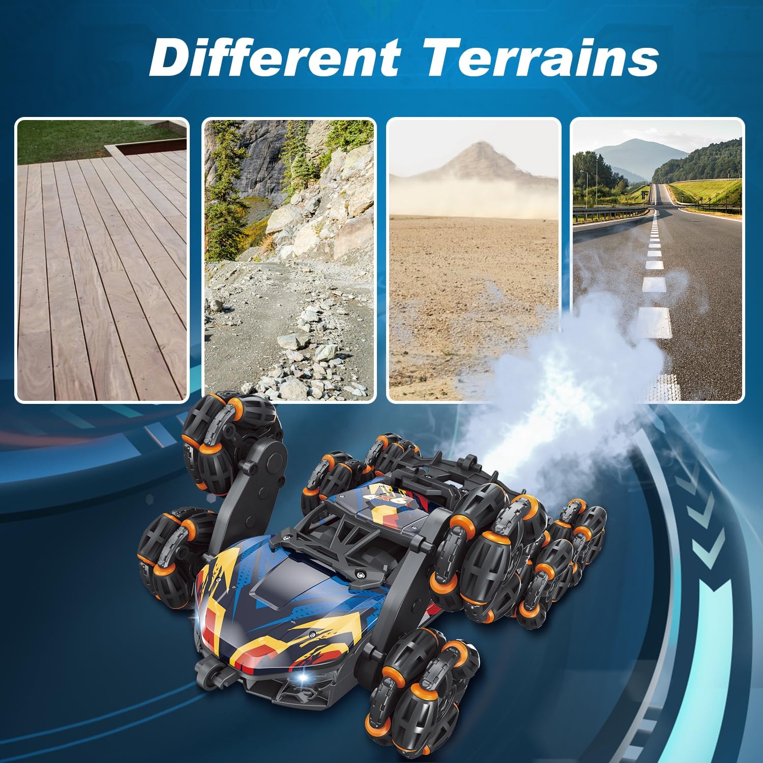 Toys 2024 Trends Cool 8 Wheel 2.4Ghz Hand Gesture Remote Control Rolling Car 360 Rotating Twister Stunt Drift Rc Car With Spray