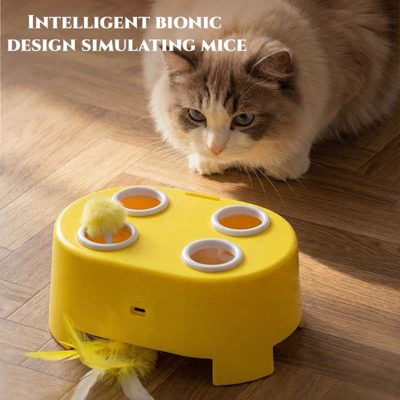 Wholesale Multifunctional Electric Cat Toy Bionic Pop Ball Feather Teaser USB Charging Pet Interactive Toy