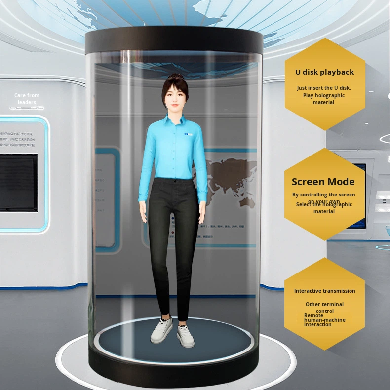 3D Holographic Desktop Small AI Digital Human Dialogue Display Voice Interaction Cabin Transparent Screen Wall-Mounted Indoor