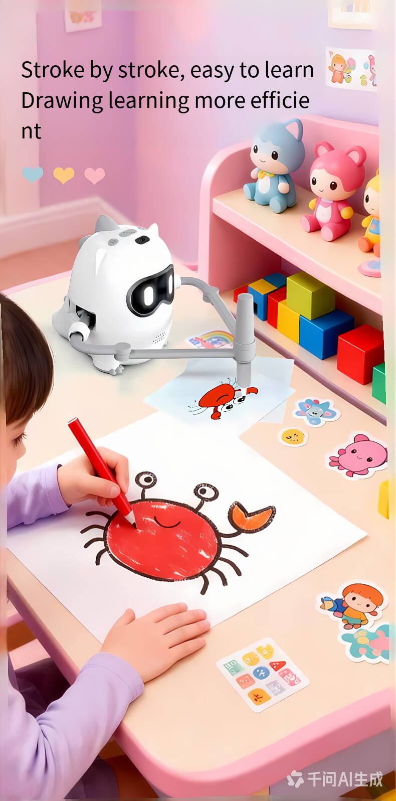 Kids Drawing Robot Toy WY-61 ABS Educational with Music English Voice & Auto Drawing Great Gift Christmas Birthday