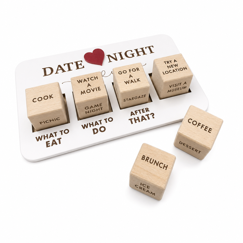 Custom Wooden Date Night Decision Dice Set Engraved For Couples Game OEM Manufacturer Wholesale Supplier For Gift Brands