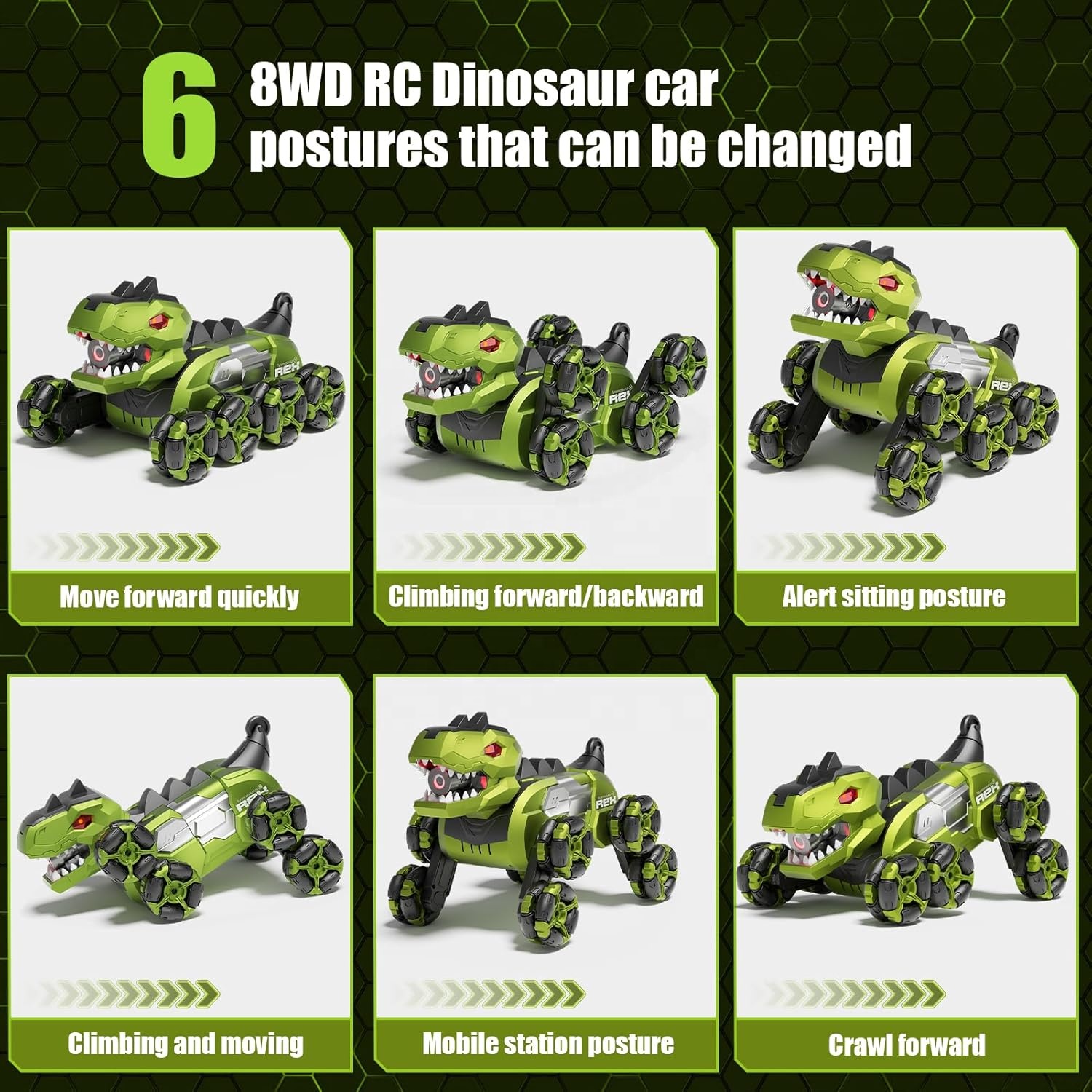4DRC Y12 Gesture Sensing RC Car One-Key Spin All-Terrain Climbing Vehicles 8-Wheel Stunt 2.4G Remote Control Car with Mist Spray