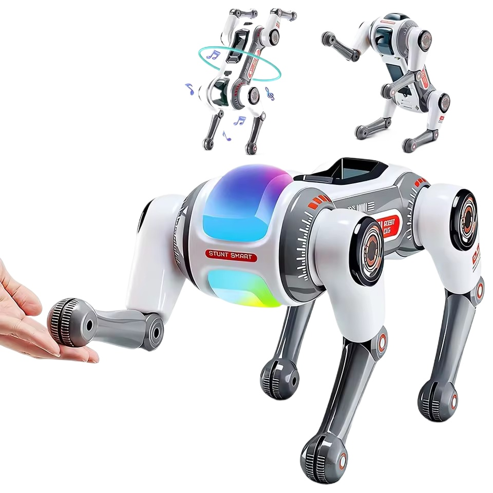 STEM Robotic Pet 2 4G RC Bionic Stunt Robot Dog With Lifelike Tricks AI Voice Interaction And Dynamic LED Light And