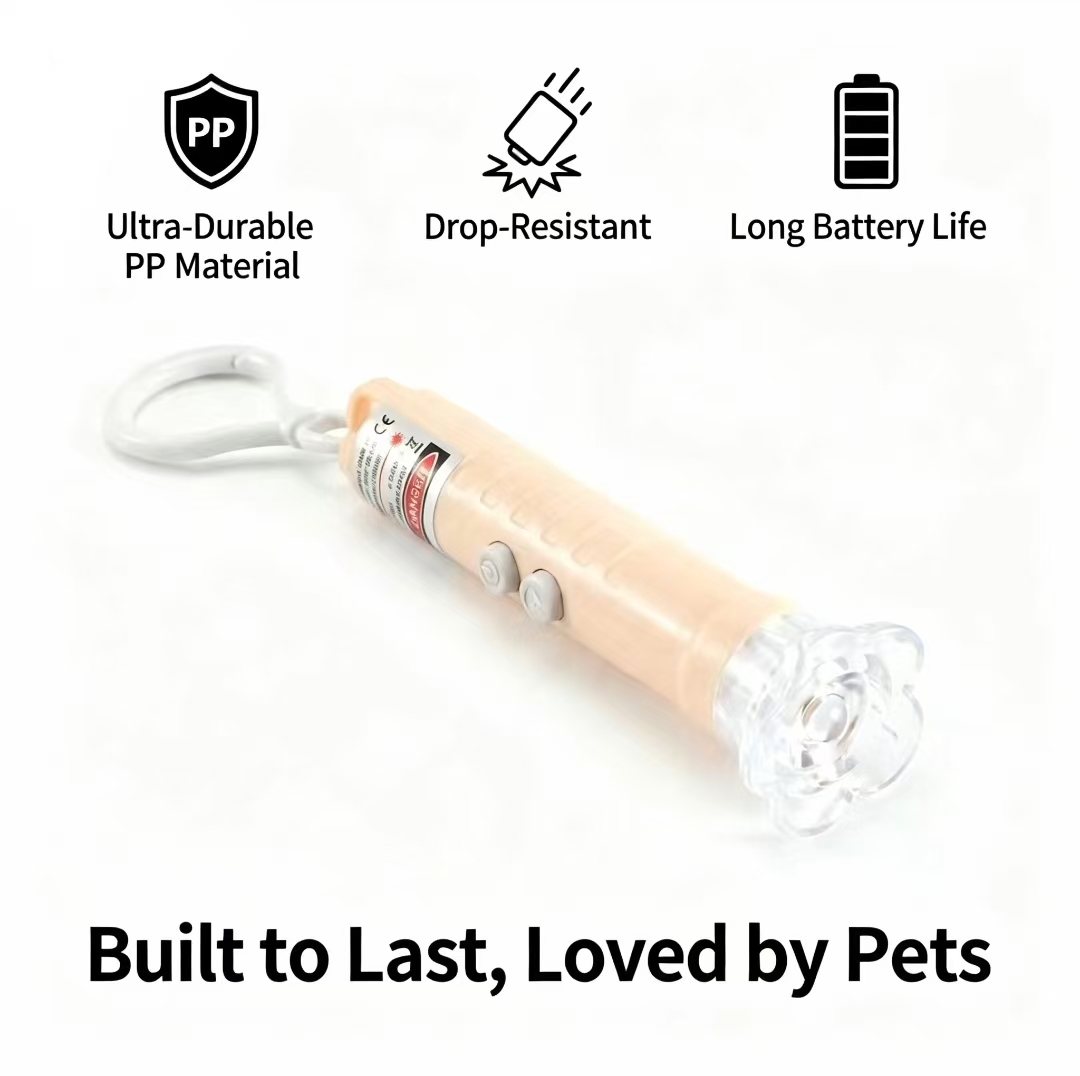 Pocket Size 3-in-1 Laser Pointer for Cats &amp; Dogs Portable LED Light Simple Cartoon Design Small Plastic Pet Toy