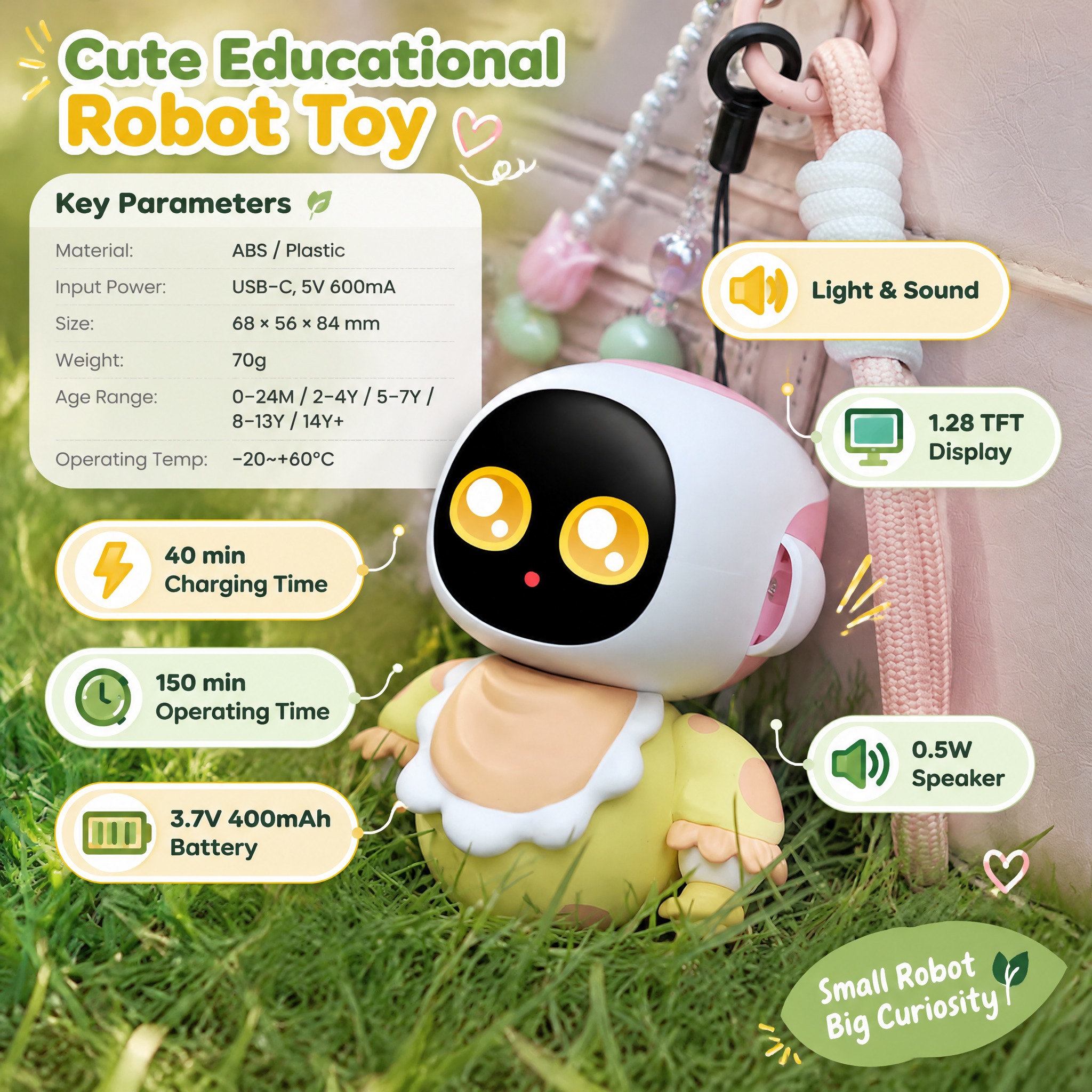 Stock Eiliko Educational Intelligent AI Robot Palm Pet Companion Voice Control Expression Interactive Bag Pendant Mini Robot