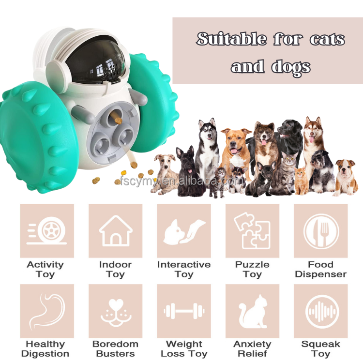 Hot Sale Dog Slow Feeder Robot Tumbler Pet Puzzle Treat Dispenser Toy For IQ Train