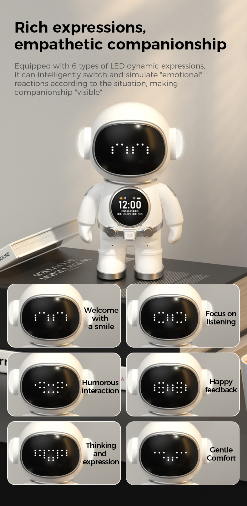 AI Desktop Emo Smart Robot WiFi Voice Control, Emotional Companion Kids Adults, Multilingual AI Desk Buddy Gift Home Office