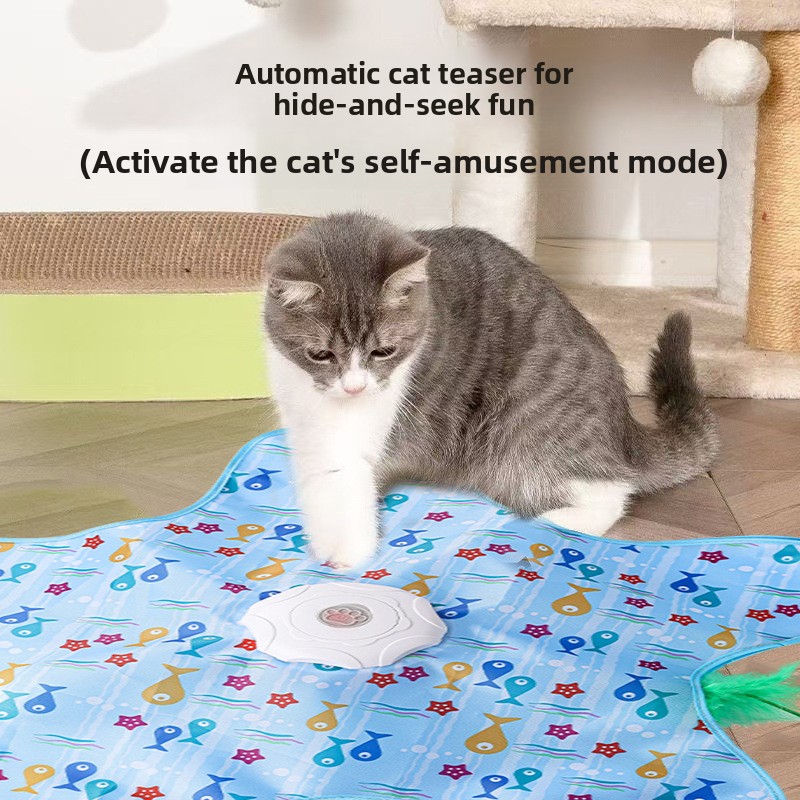 Cat Toy Electric Automatic Rotating Feather Teaser Mat Interactive Kitten Play Pet Toys Supplies Accessories Products Indoor