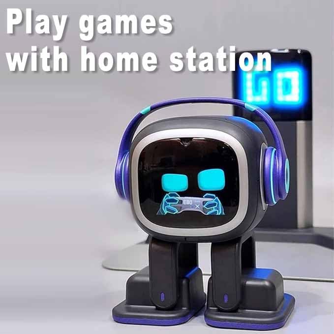 EMOPET AI Desk Robot Companion ChatGPT Enabled Voice Commands Dance Interactive Pet Personality Charging Home Station