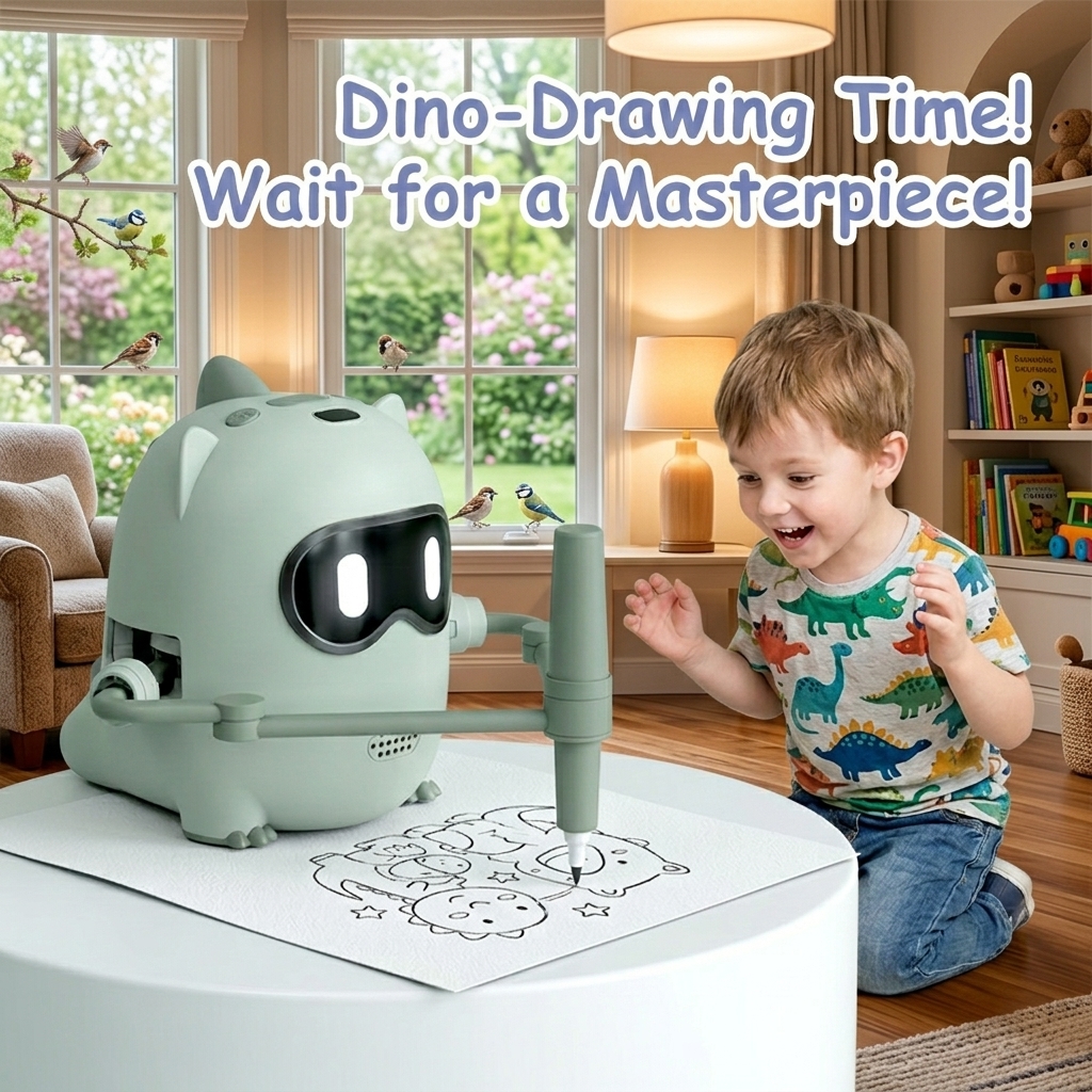 Kids Drawing Robot Toy WY-61 ABS Educational with Music English Voice &amp; Auto Drawing Great Gift Christmas Birthday