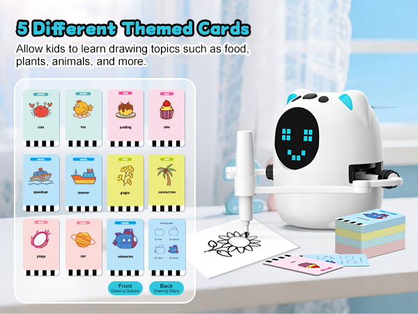 Factory Smart Drawing & Painting Robot Toy with 100 Cards 5 themes Light & Sound-Educational Learning Machine for Ages 5-13