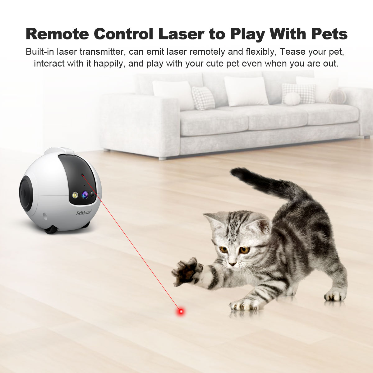 AI Pet Robot Camera Cat Toy 4MP HD Interactive App Control Plastic Tease Auto Return Charging 10000mAh Two-Way Audio