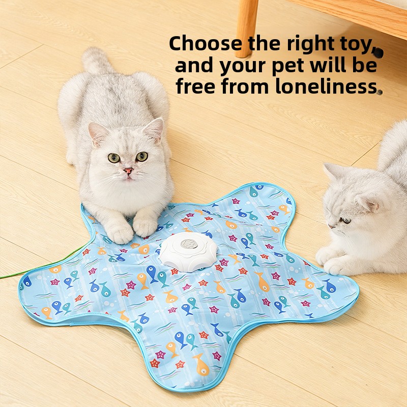 Cat Toy Electric Automatic Rotating Feather Teaser Mat Interactive Kitten Play Pet Toys Supplies Accessories Products Indoor