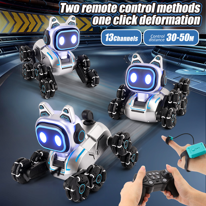 Eight Wheeled Intelligent Remote Control Electric Pets Gesture Sensing Double Control Mini Rc Stunt Car Robot Dog Stunt Toys
