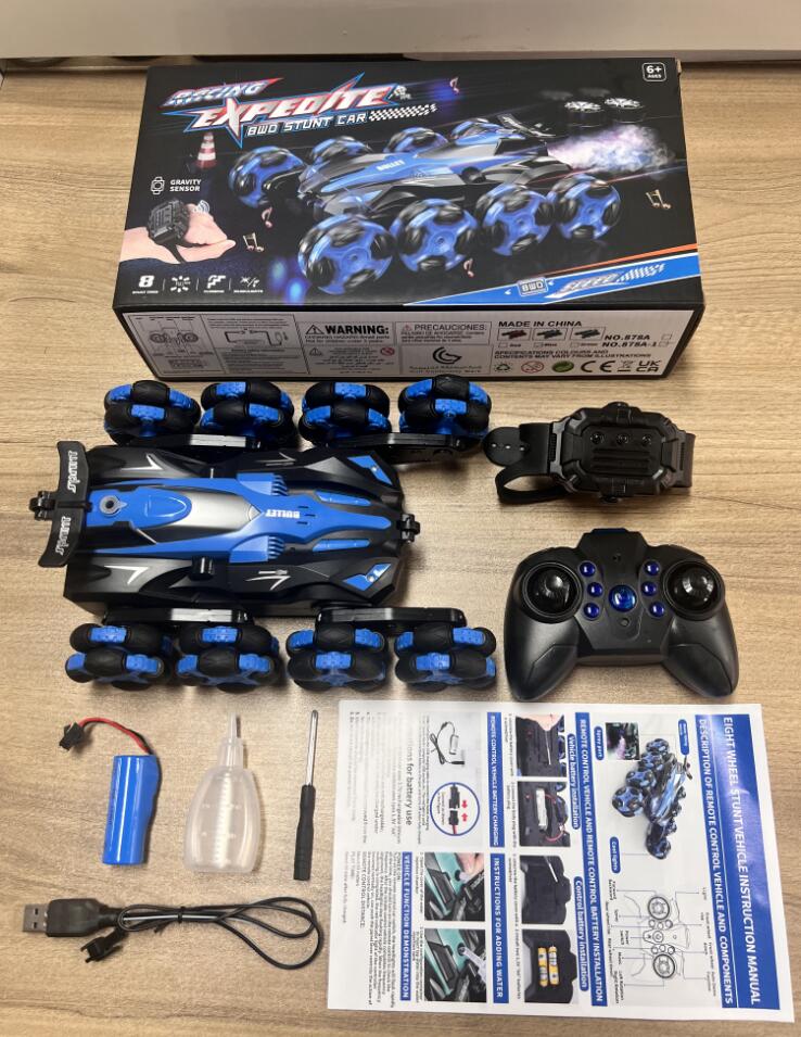 Hot HOSHI 878A RC Car 8-wheels Climbing Stunt Car Drift Spray Intelligence Training Remote Control Toys With Sound Effect Toys