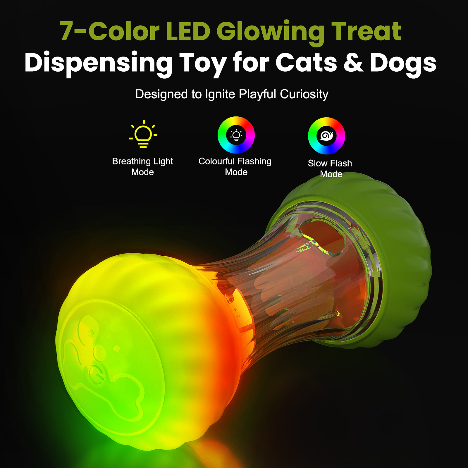 Wholesale Interactive Treat Dispensing Dog Toy Rechargeable LED Light up Puzzle Pet Slow Food Leaking Puppy Toy